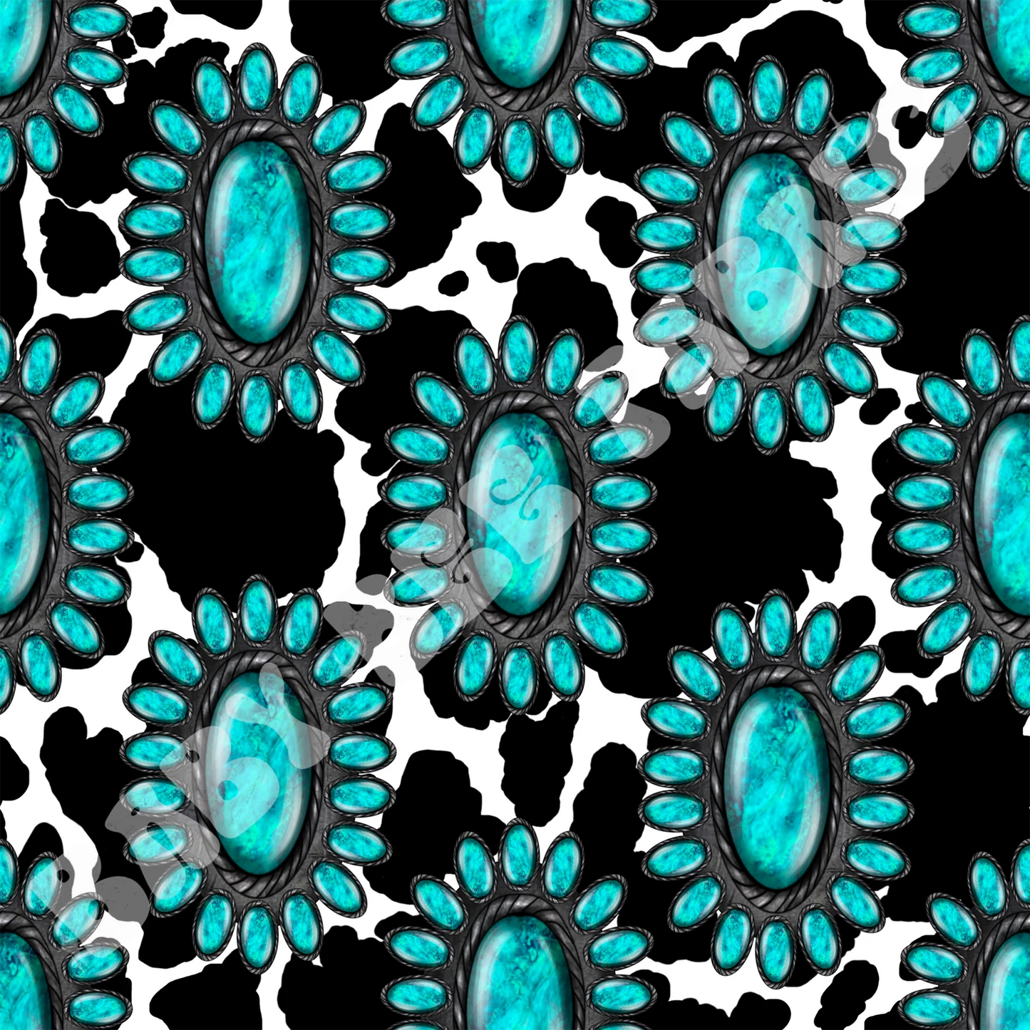 Preorder - Turquoise Cow Print