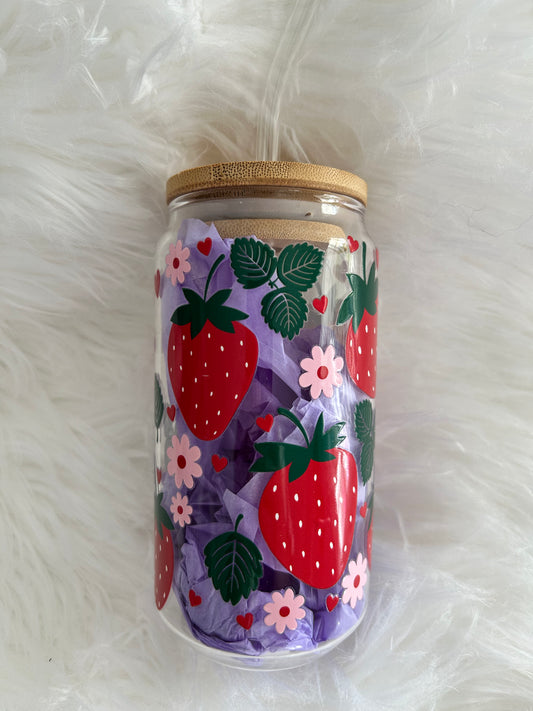 Floral Strawberries - Glass